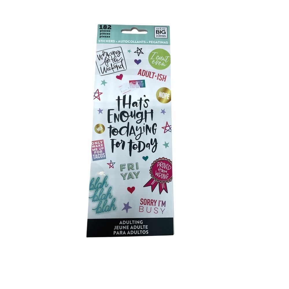 Me & My Big Ideas Happy Planner Stickers Adulting 182pc Multicolor Gold Foil